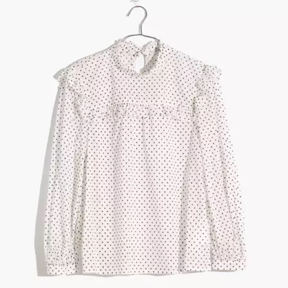 Madewell black and white polka dot top